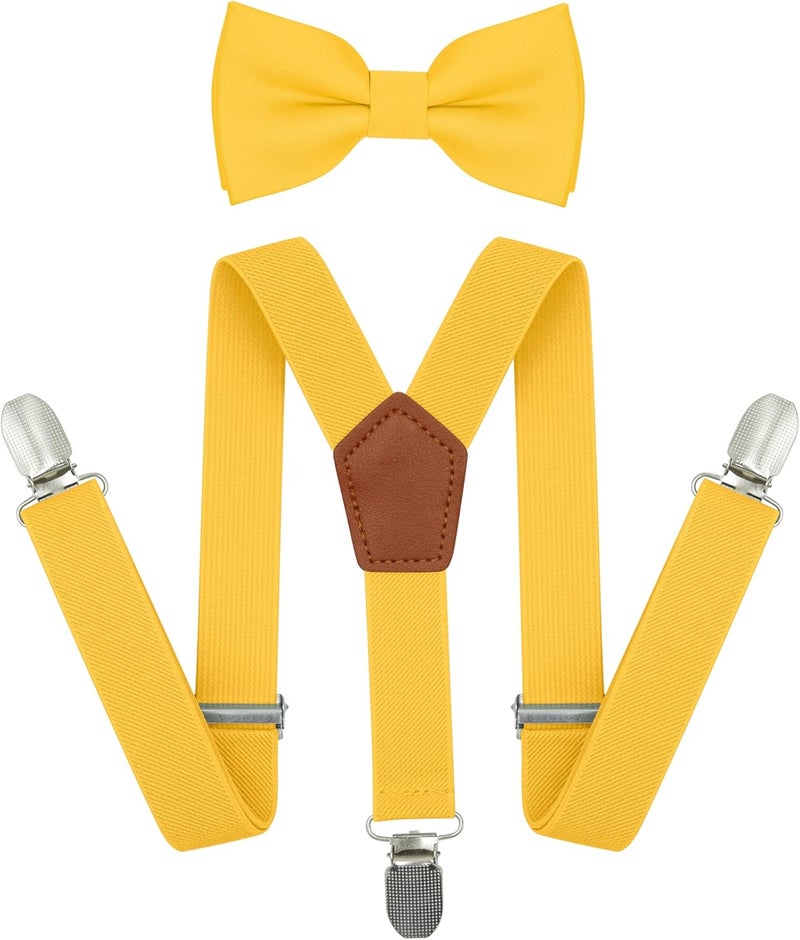 BEWDIO Adjustable Baby Boy Suspenders and Bow Tie, Pre-tied Kids Bowtie and Elastic Suspenders with 4 Strong Metal Clips - Image 1